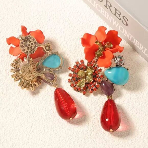 Zara Vibrant Floral Statement Earrings - Picture 5 of 17